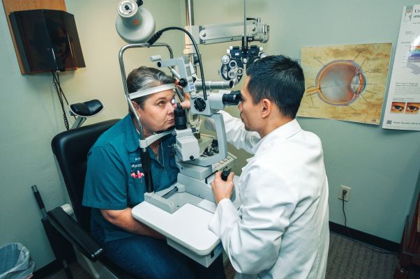 a patient having their eyes checked for glaucoma